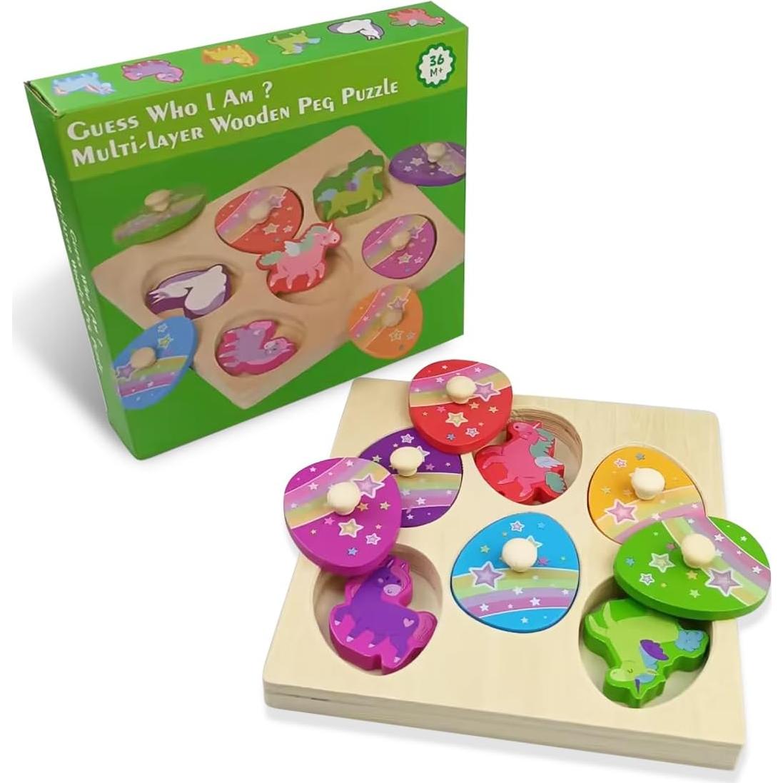 Rompecabezas de Madera Unicornio Pinkiwine 18.5 cm Juguete Educativo