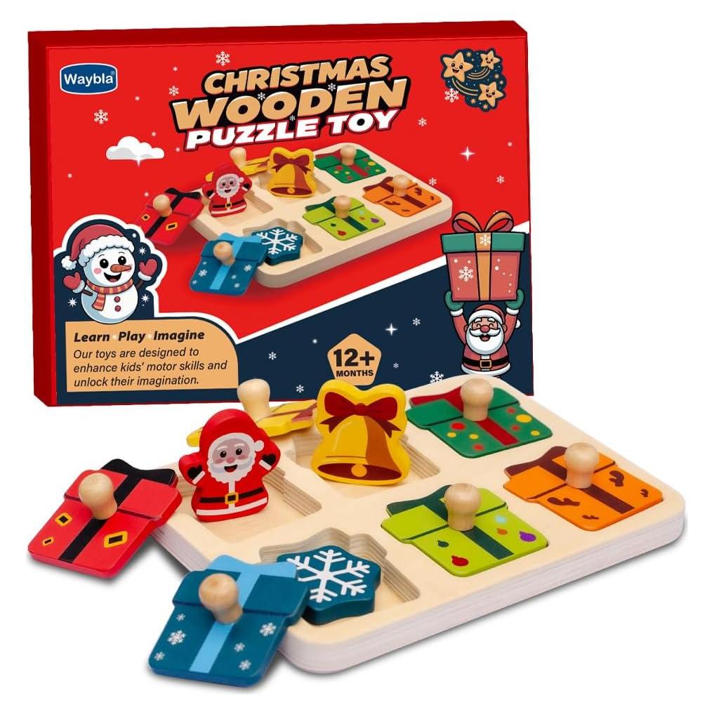Rompecabezas de Madera Navideño Waybla para Niños 1-3 Años