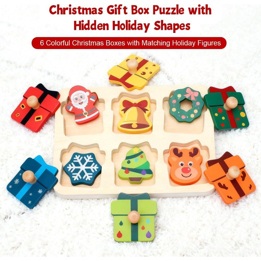 Rompecabezas de Madera Navideño Waybla para Niños 1-3 Años
