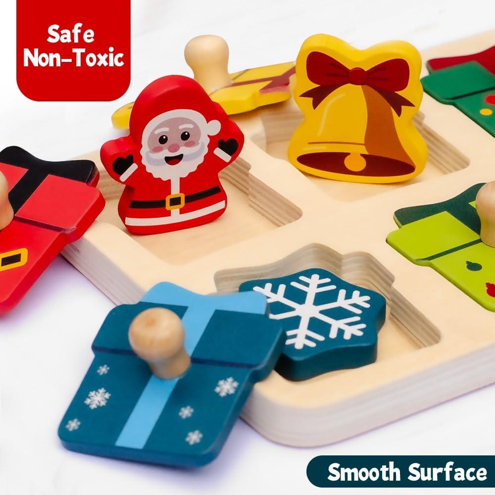Rompecabezas de Madera Navideño Waybla para Niños 1-3 Años