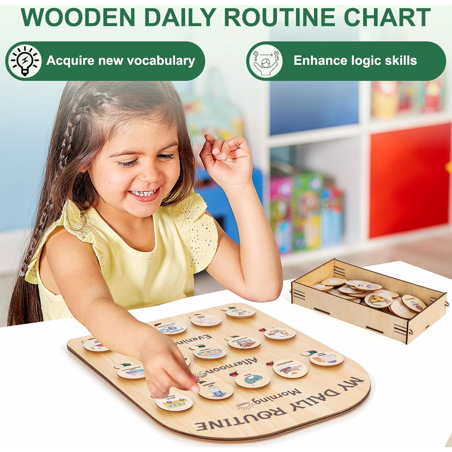 Tabla de Rutina Diaria Infantil CQNET 35.5x27.9cm Madera