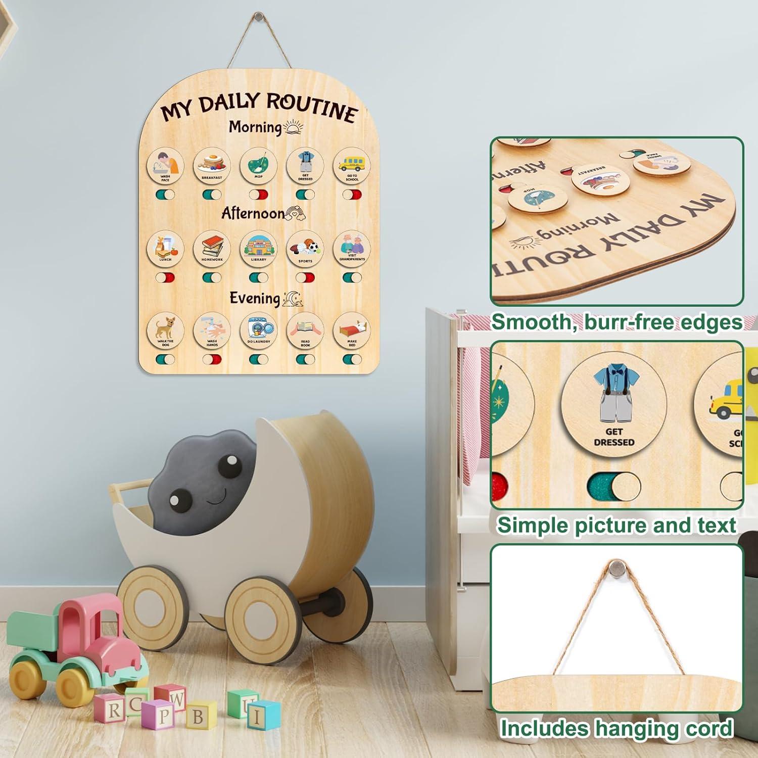 Tabla de Rutina Diaria Infantil CQNET 35.5x27.9cm Madera