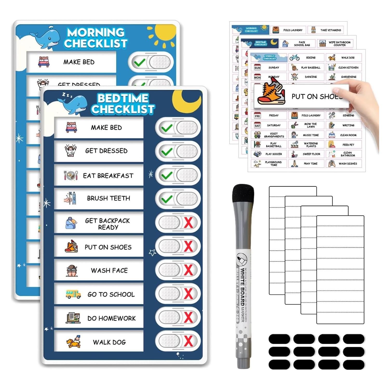 Gráfico Magnético de Tareas para Niños Boxveria - 2 Paquetes