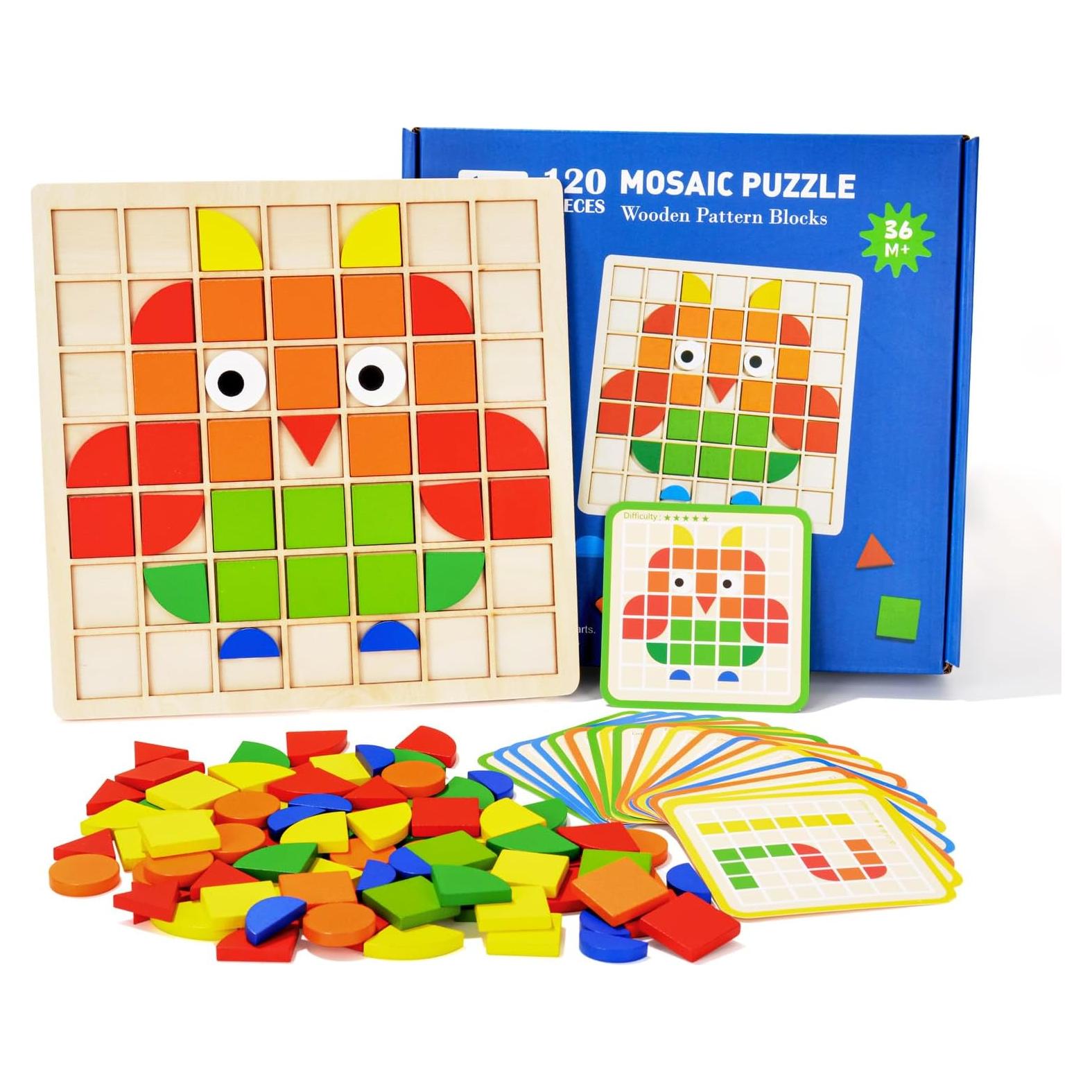 Rompecabezas de Madera Montessori Tangram - Juego Cognitivo 120 Bloques