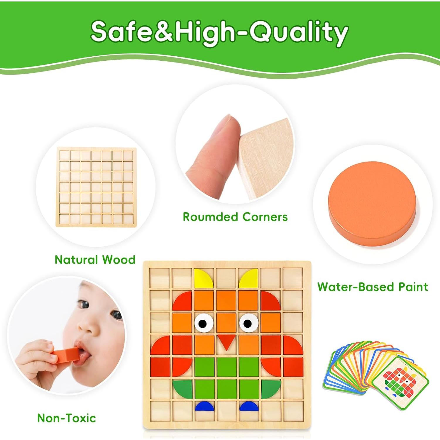 Rompecabezas de Madera Montessori Tangram - Juego Cognitivo 120 Bloques