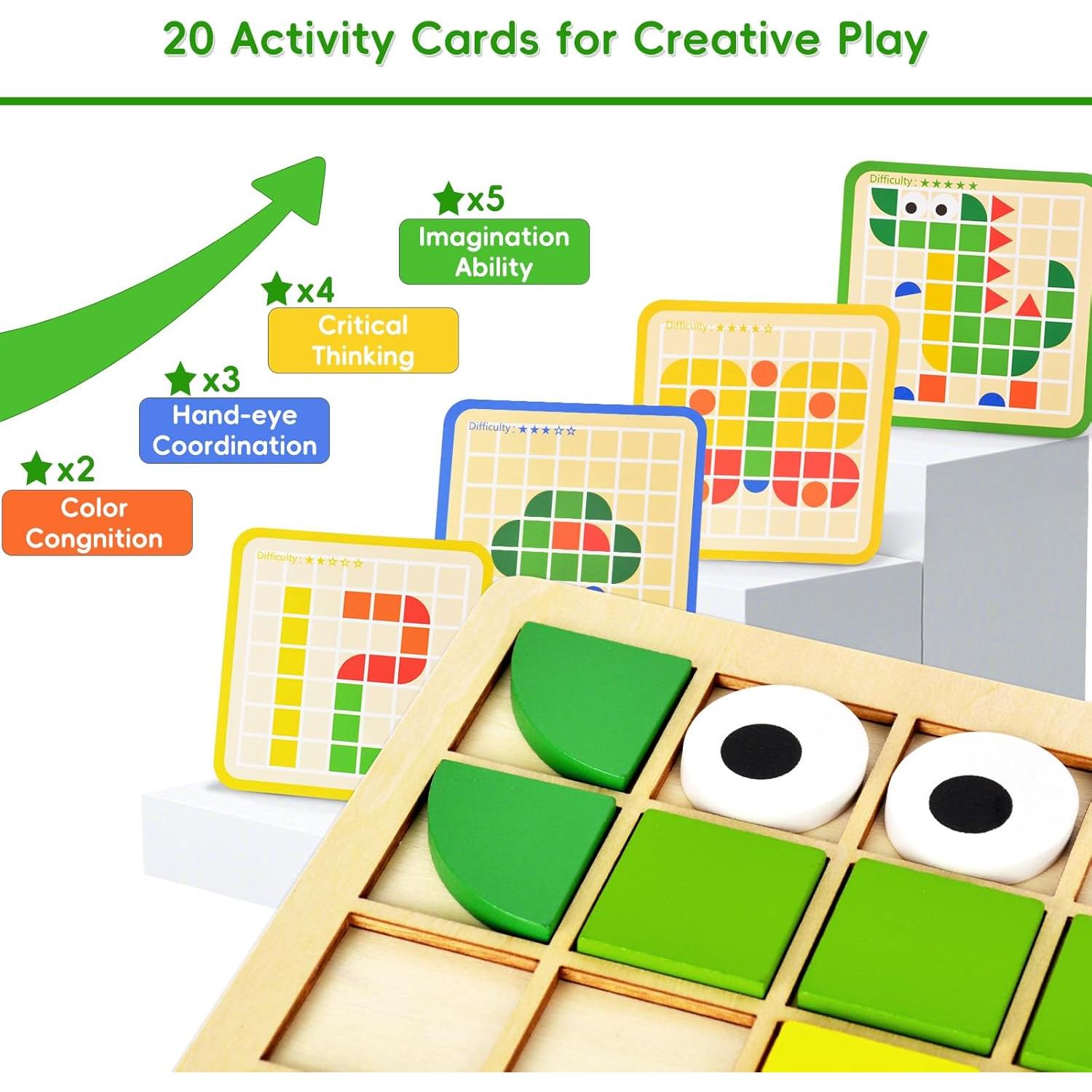 Rompecabezas de Madera Montessori Tangram - Juego Cognitivo 120 Bloques