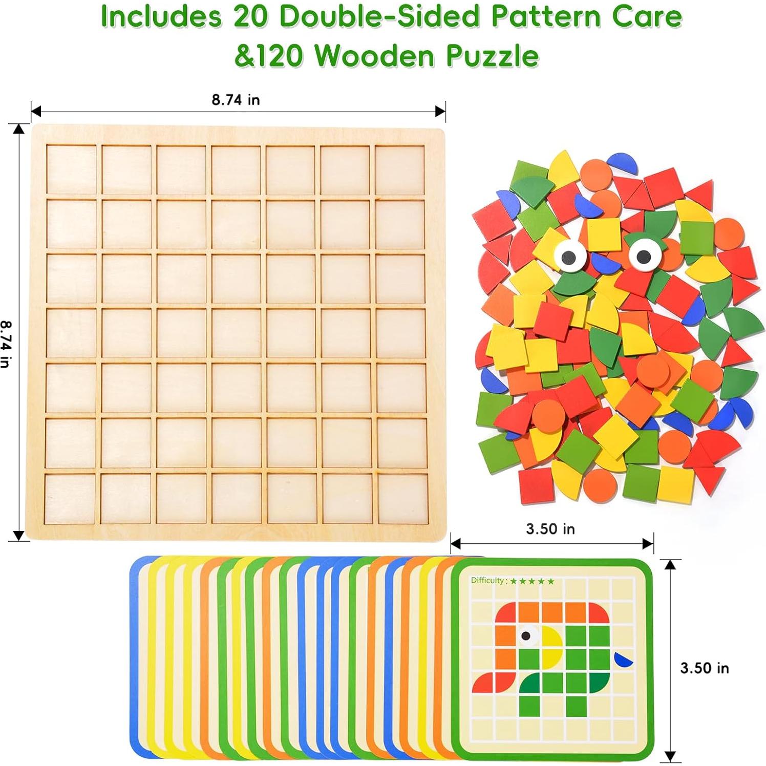 Rompecabezas de Madera Montessori Tangram - Juego Cognitivo 120 Bloques