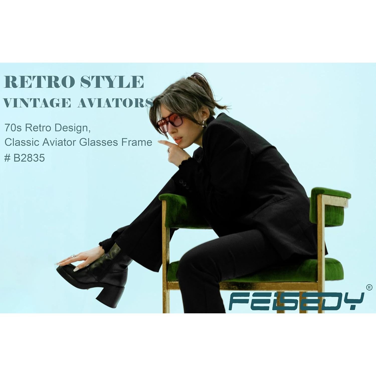 Gafas de Sol FEISEDY Retro Cuadradas UV400 Unisex