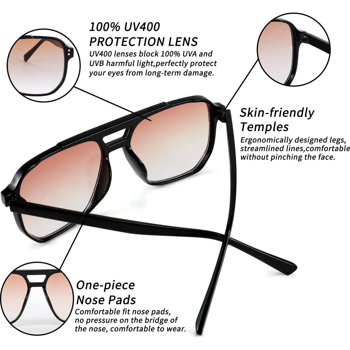 Gafas de Sol FEISEDY Retro Cuadradas UV400 Unisex