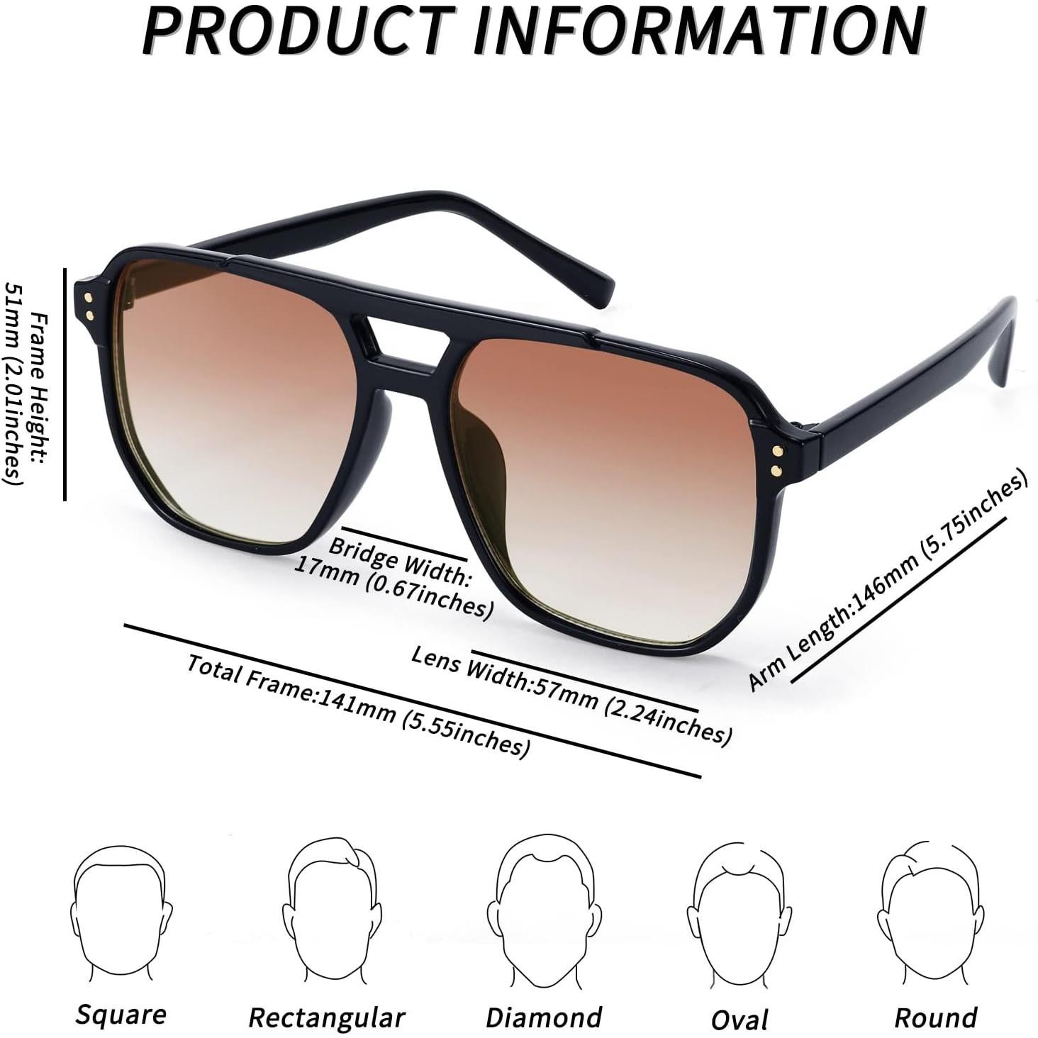 Gafas de Sol FEISEDY Retro Cuadradas UV400 Unisex