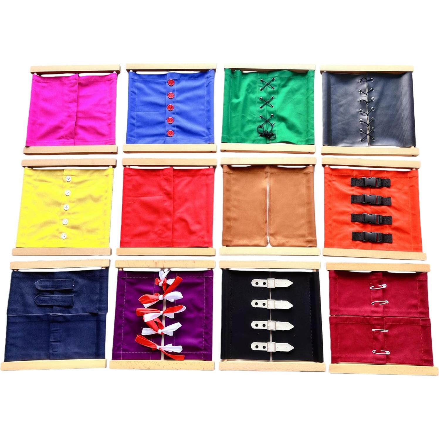 Conjunto Montessori 12 Marcos de Vestir de Madera de Haya