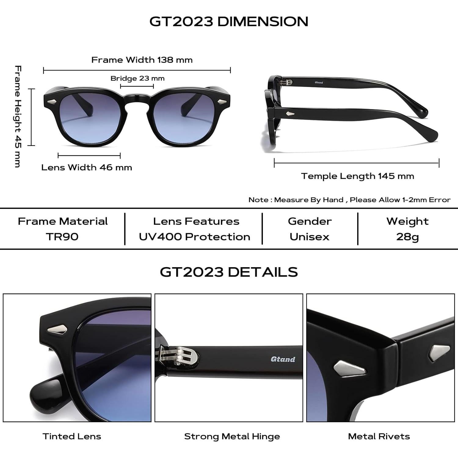 Gafas de Sol Gtand Unisex Retro 46mm UV400 Montura TR90