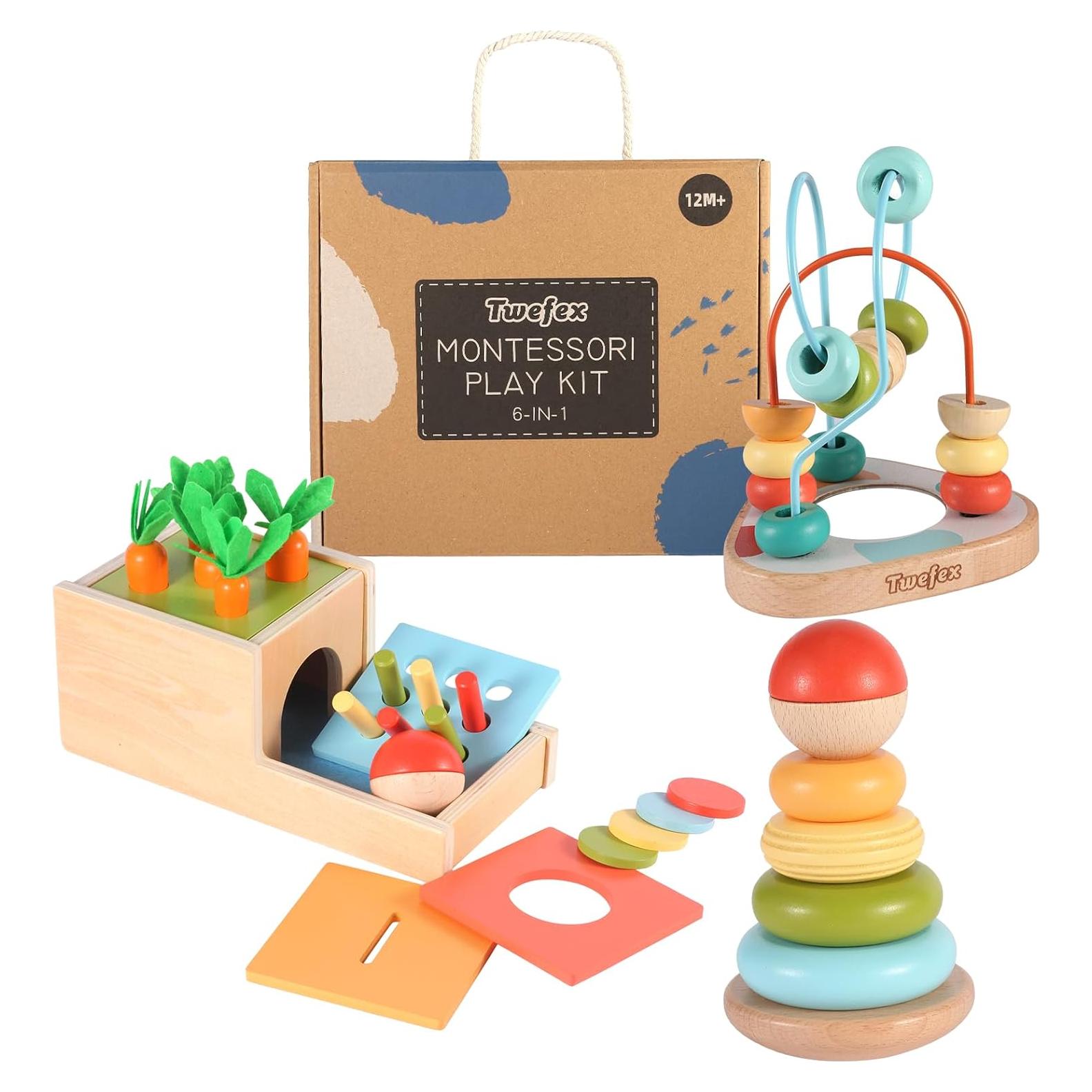 Juguetes de Aprendizaje Montessori Twefex 6 en 1 para Bebés