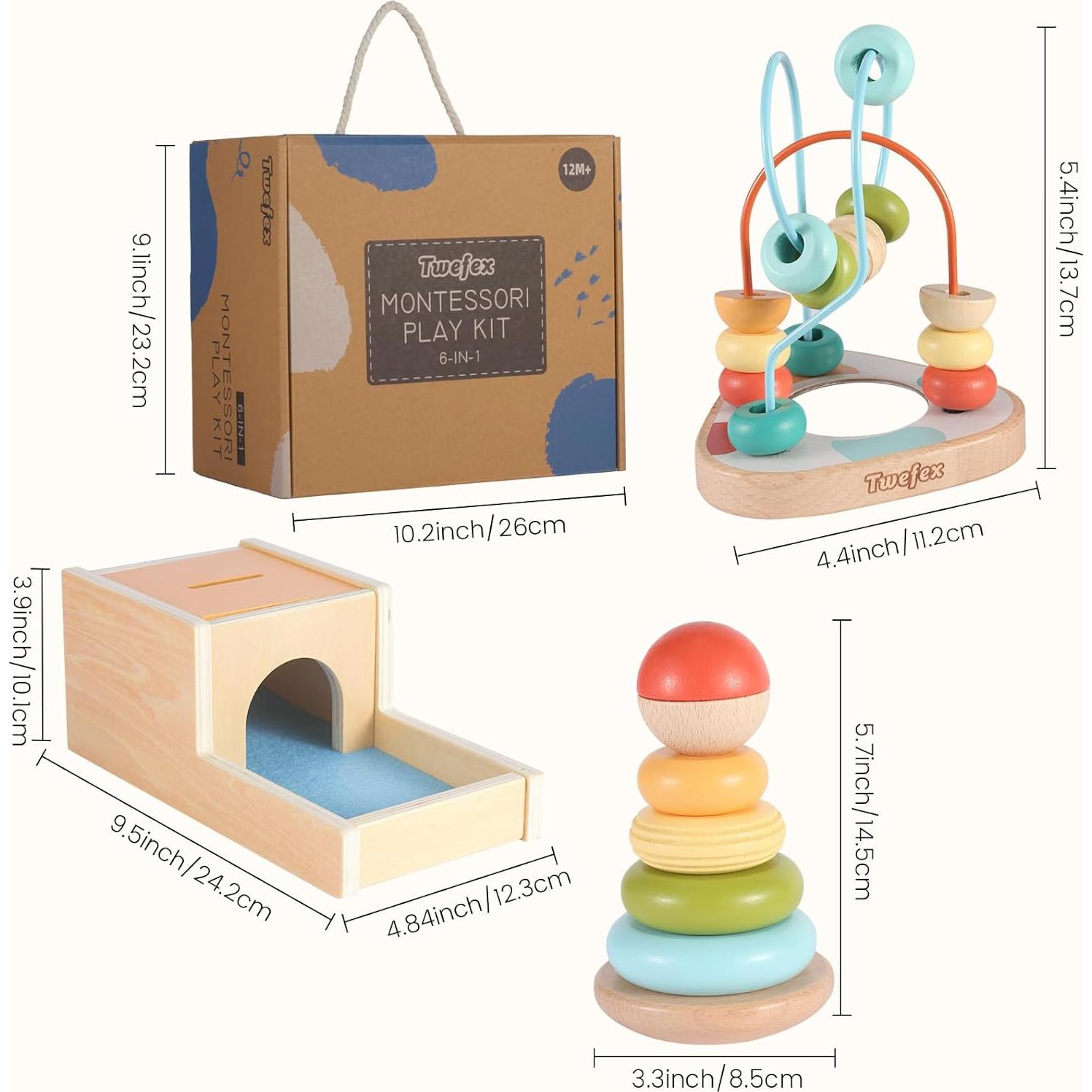 Juguetes de Aprendizaje Montessori Twefex 6 en 1 para Bebés