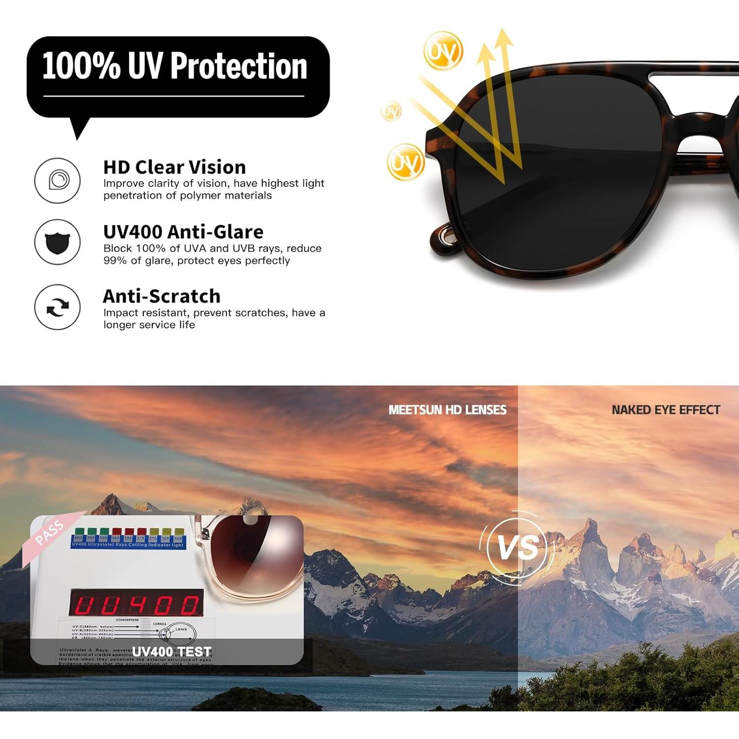 Gafas de Sol MEETSUN Retro Aviador UV400 Unisex