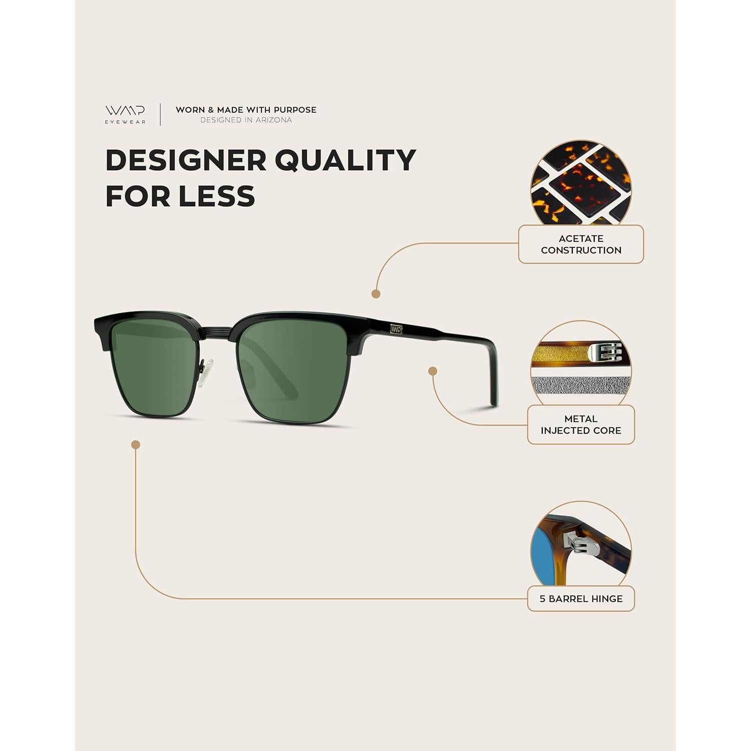 WearMe Pro - Gafas de sol polarizadas unisex modernas