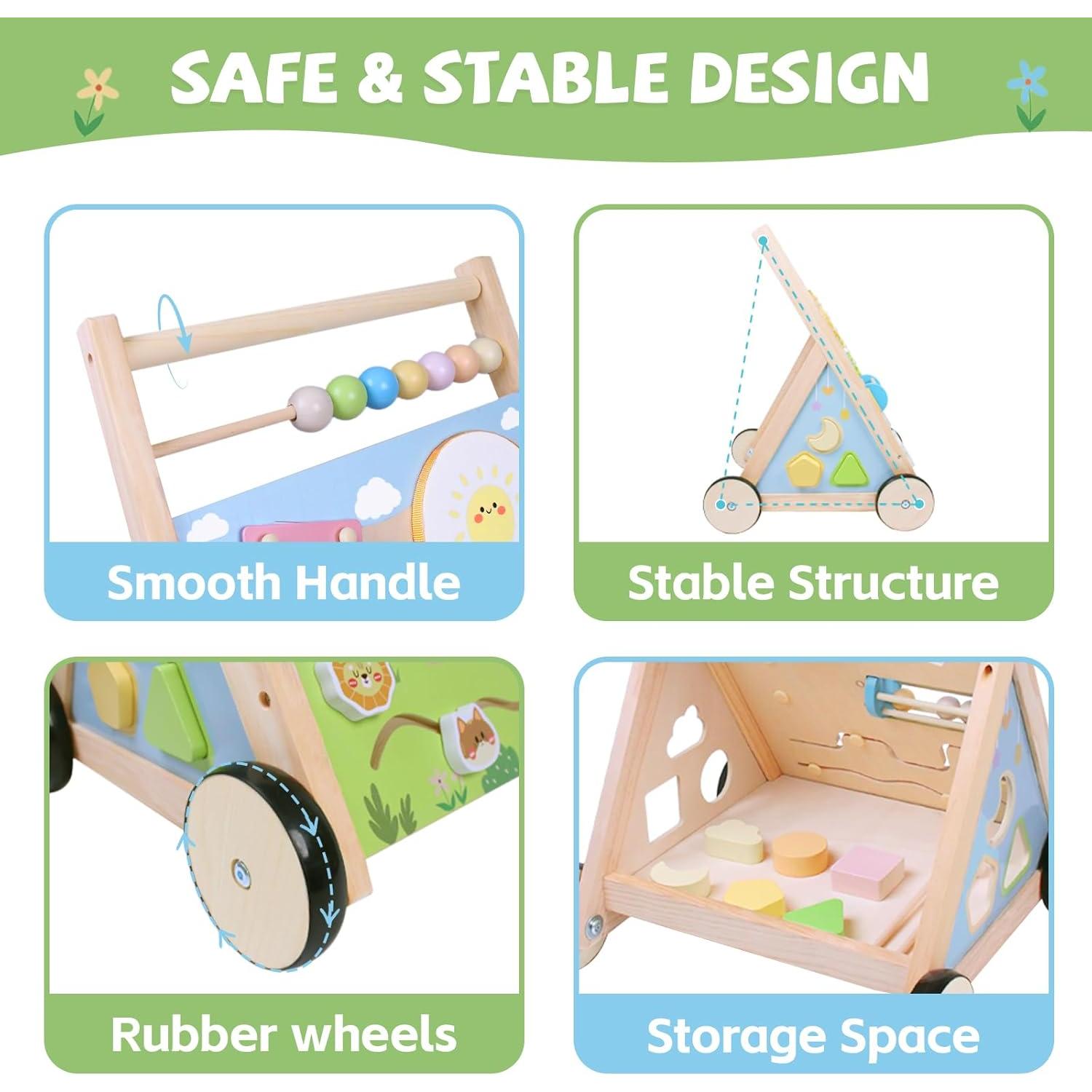 Andador de Madera Montessori YHHYToy 2.83 kg con Actividades