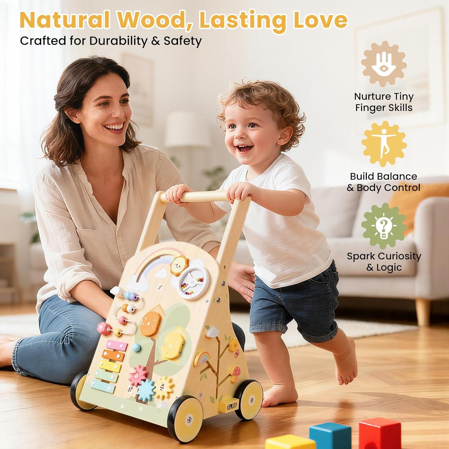 Andador de Madera Montessori Rosynee 9 en 1 Ajustable 35x35cm