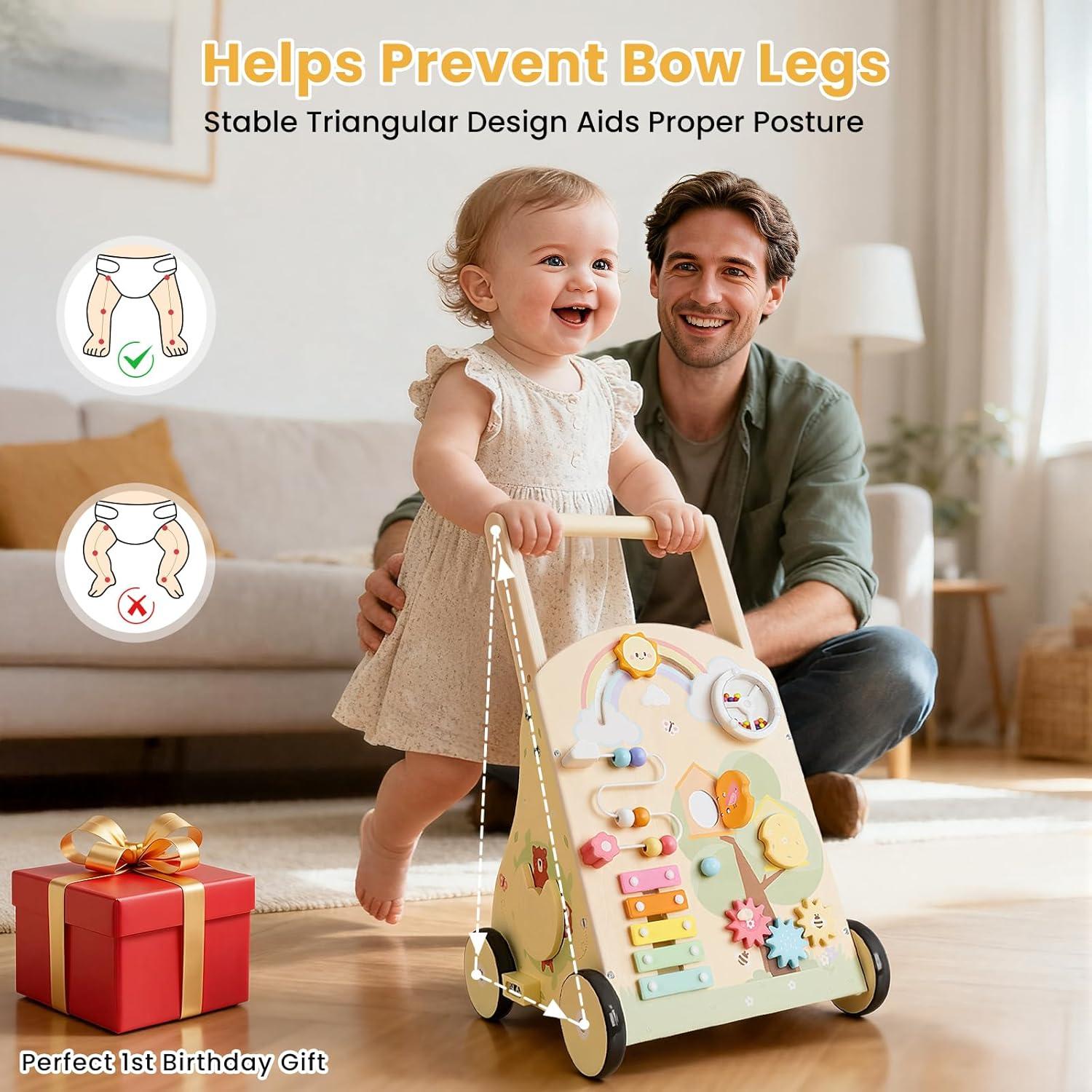 Andador de Madera Montessori Rosynee 9 en 1 Ajustable 35x35cm