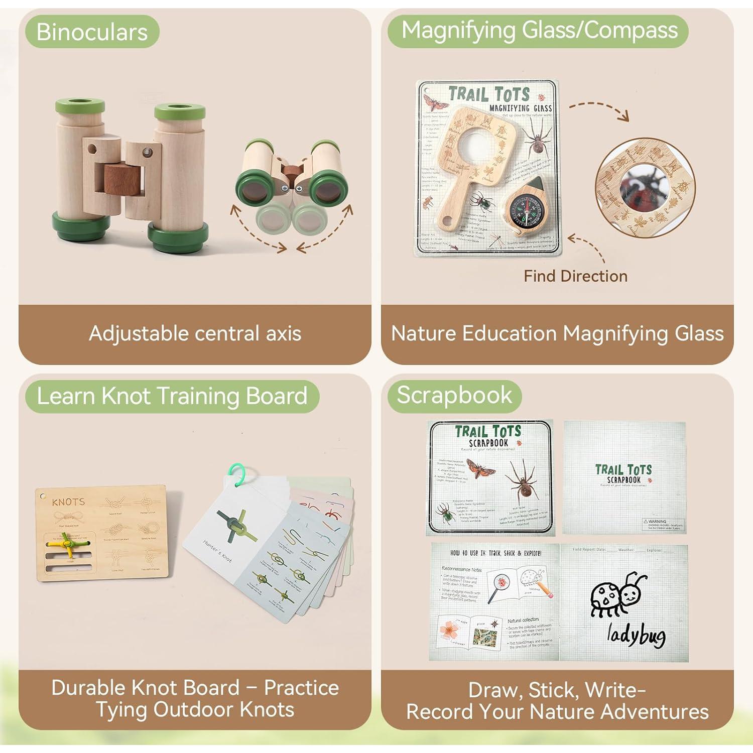 Kit de Explorador al Aire Libre Wooden Teether 10 Piezas