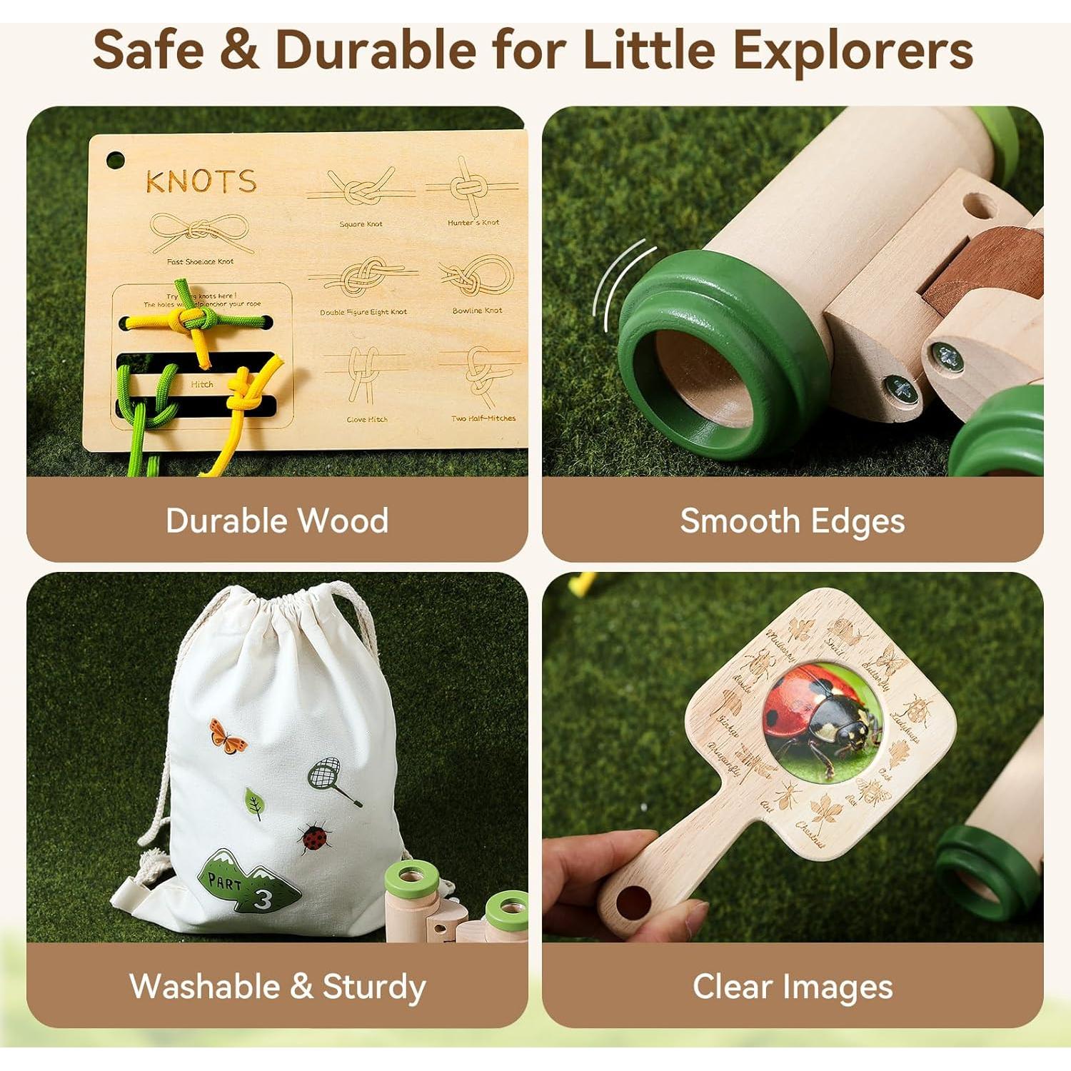 Kit de Explorador al Aire Libre Wooden Teether 10 Piezas