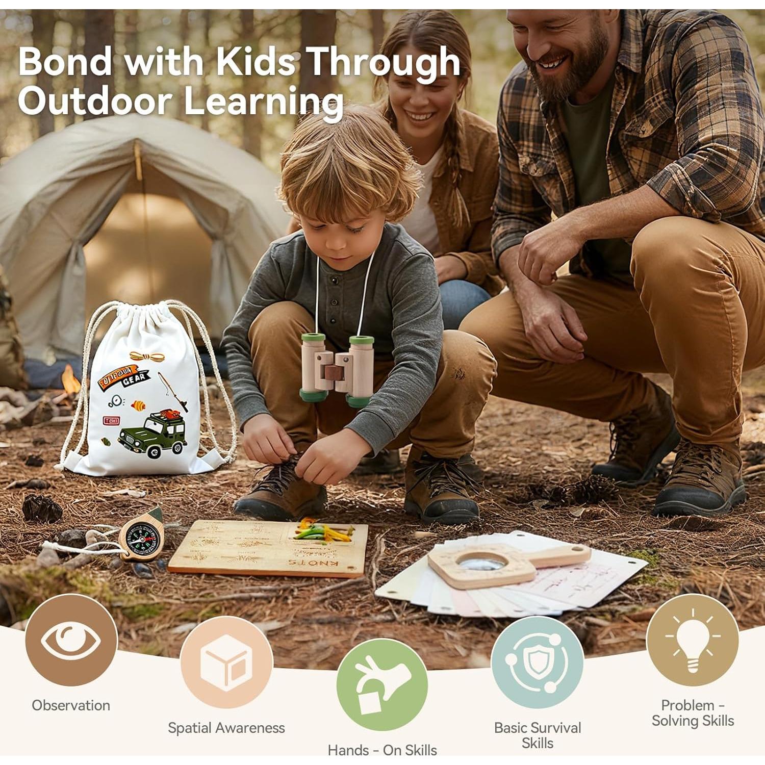 Kit de Explorador al Aire Libre Wooden Teether 10 Piezas