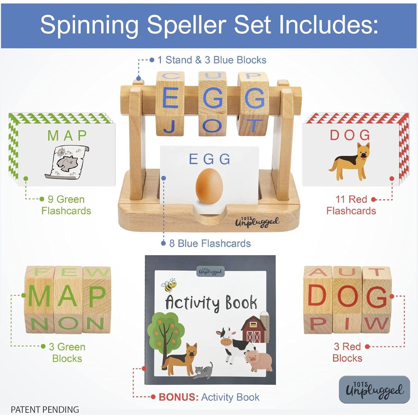 Bloques de Lectura Fonética Montessori de Madera - 3 Bloques