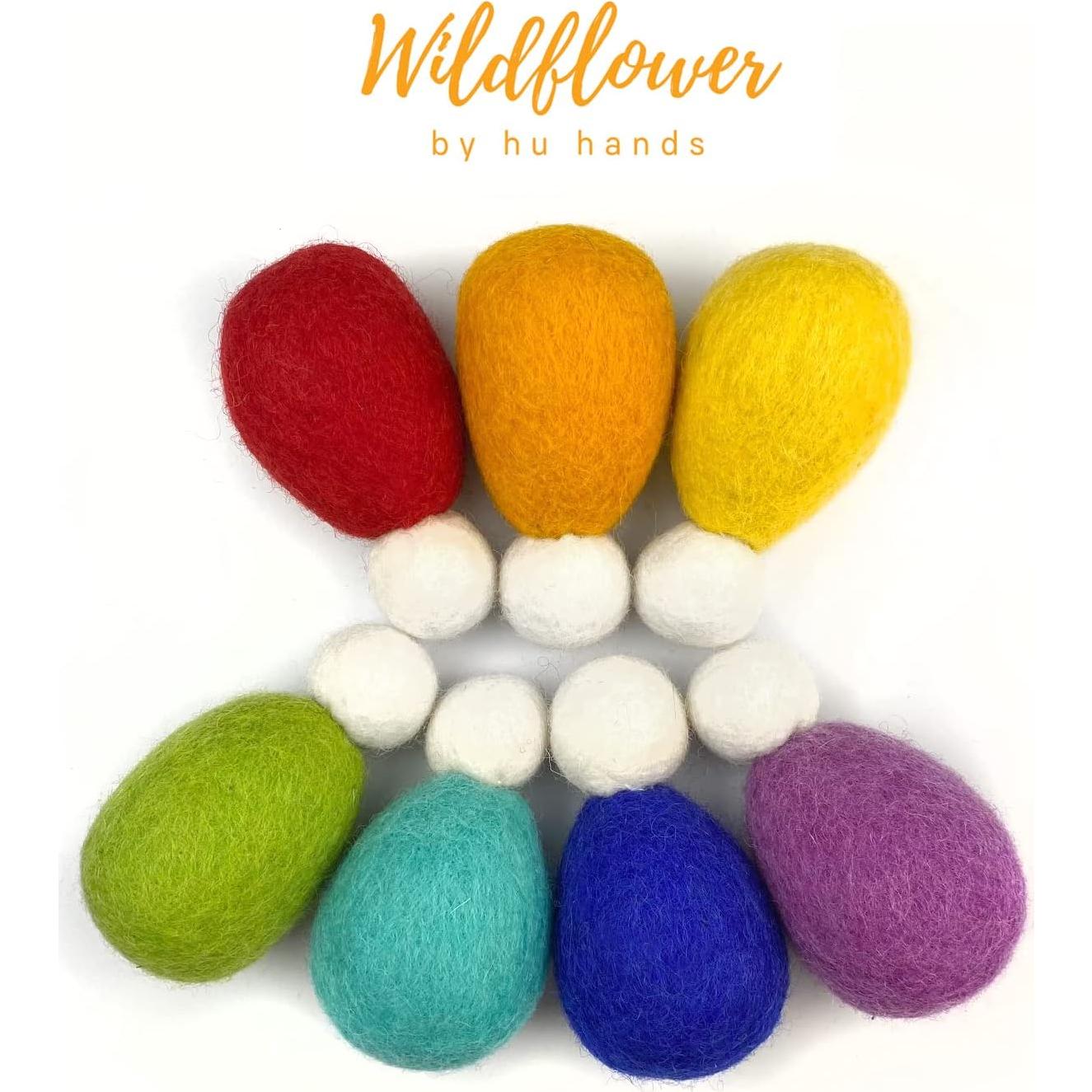 Muñecos de Madera de Lana Arcoíris Wildflower - Set de 7