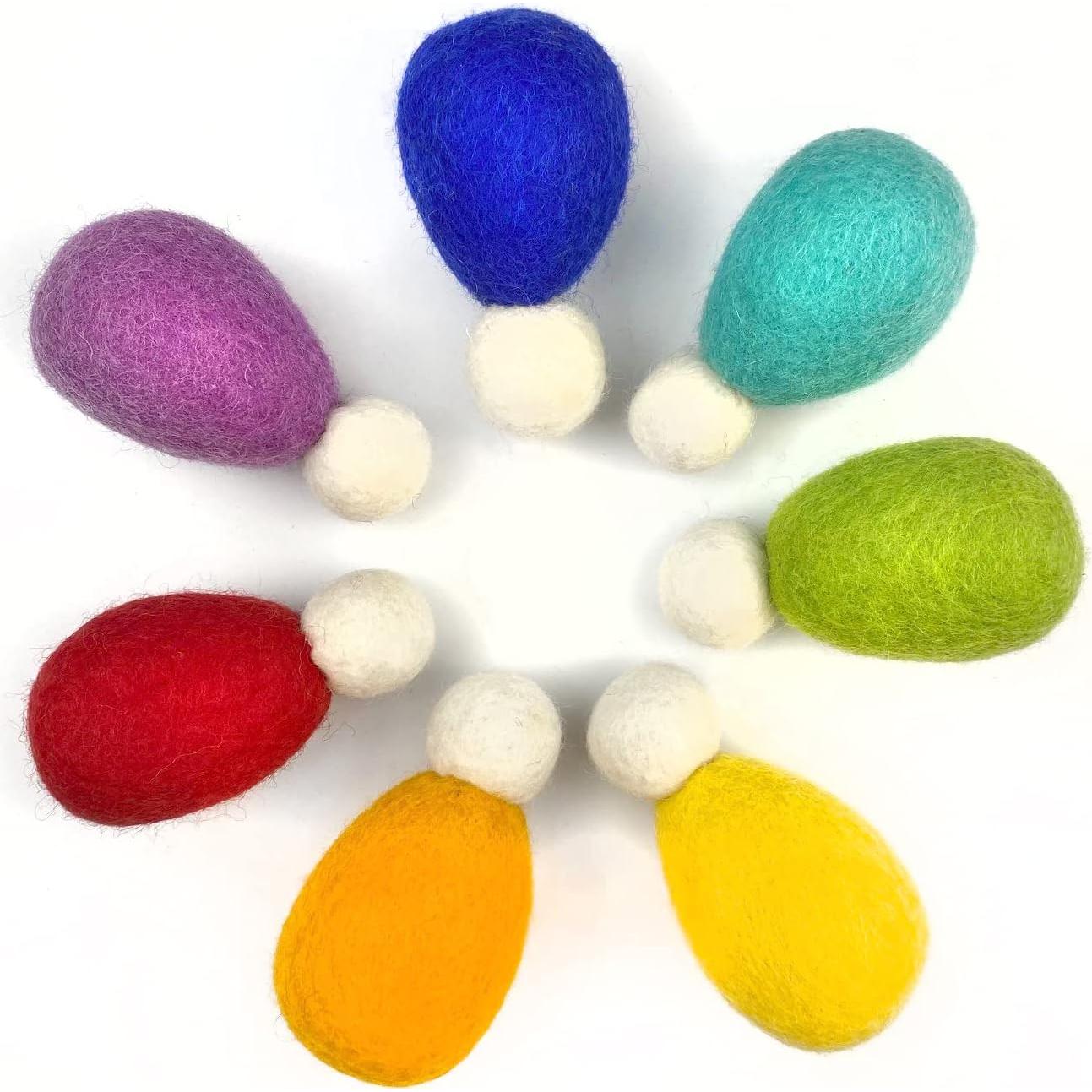 Muñecos de Madera de Lana Arcoíris Wildflower - Set de 7