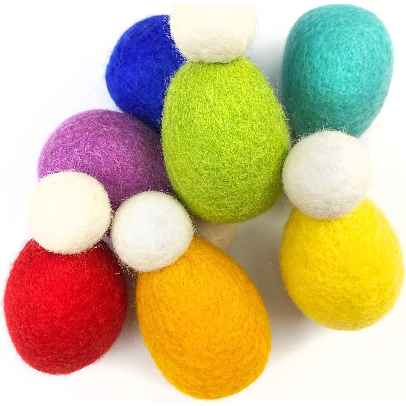 Muñecos de Madera de Lana Arcoíris Wildflower - Set de 7