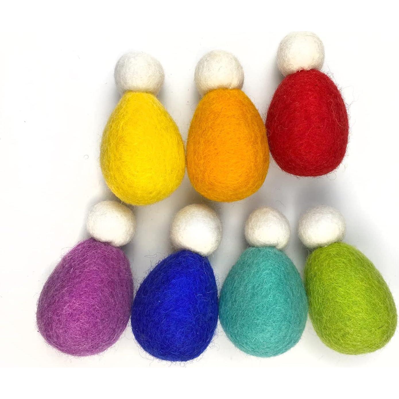 Muñecos de Madera de Lana Arcoíris Wildflower - Set de 7