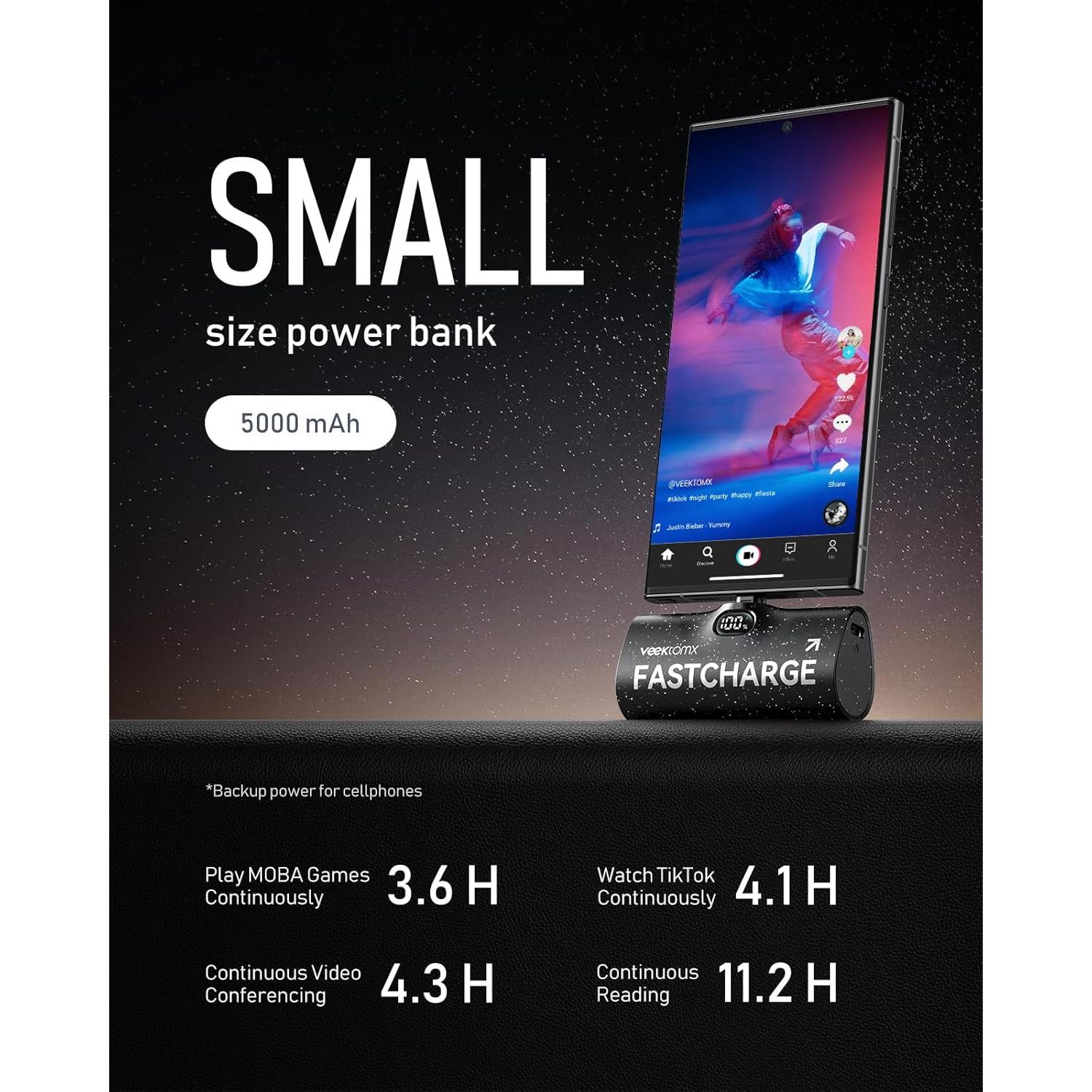 Cargador Portátil VEEKTOMX 5000mAh USB-C Carga Rápida