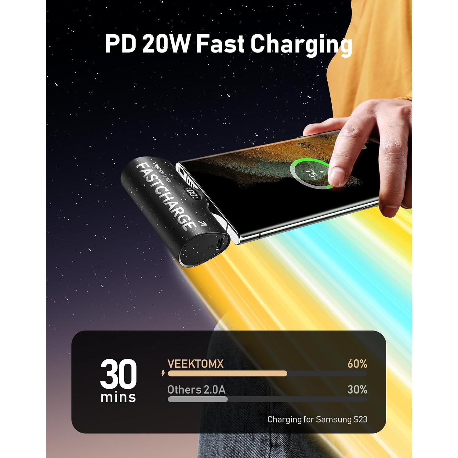 Cargador Portátil VEEKTOMX 5000mAh USB-C Carga Rápida