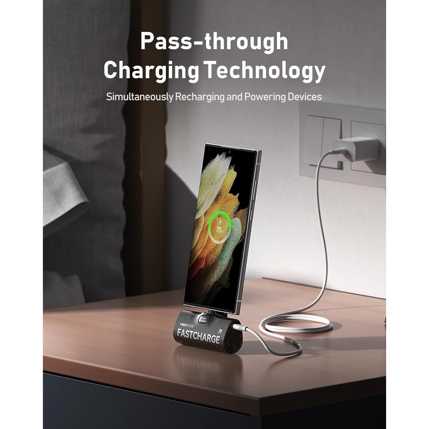 Cargador Portátil VEEKTOMX 5000mAh USB-C Carga Rápida