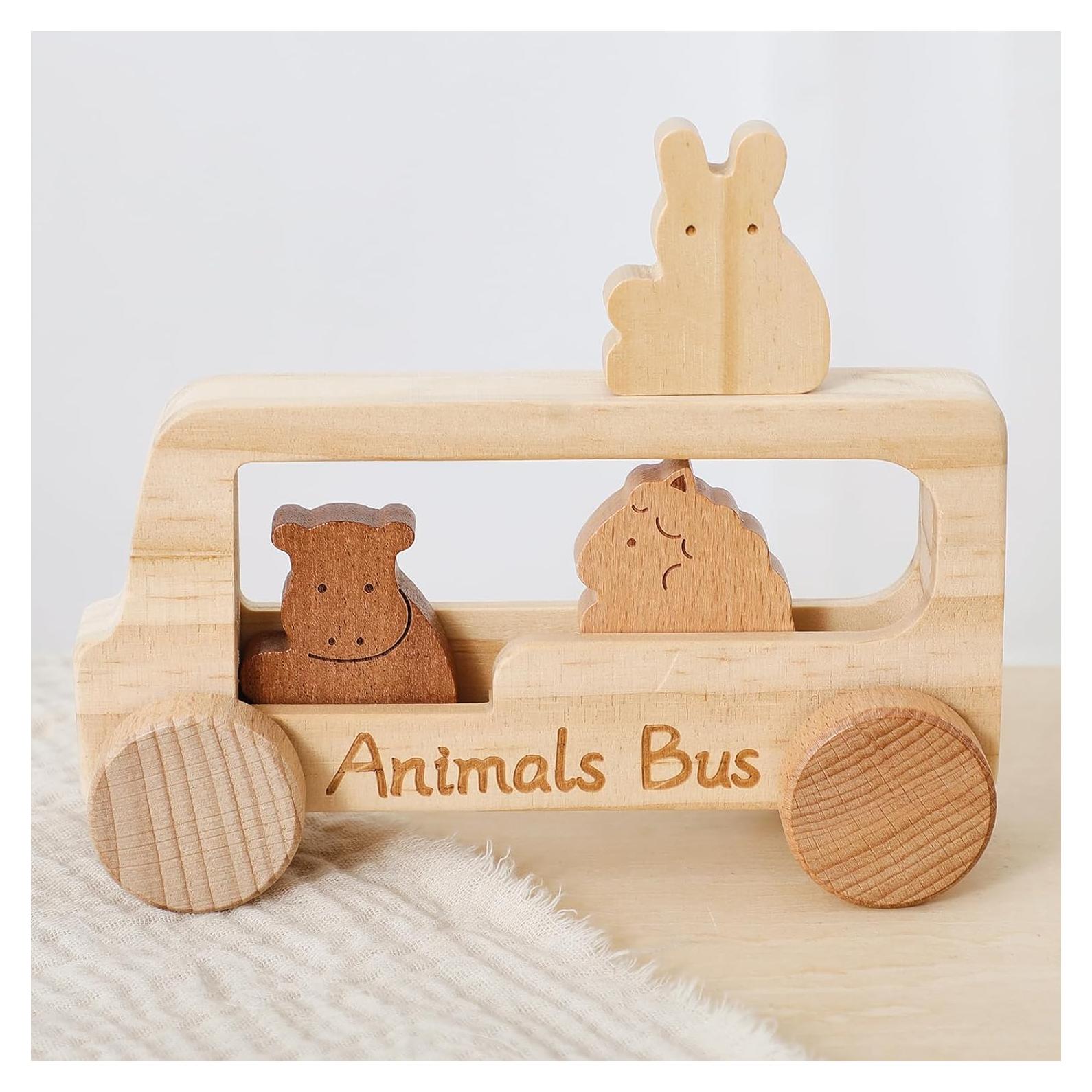 Juguete de Madera para Bebés Autobús de Animales Hagamos