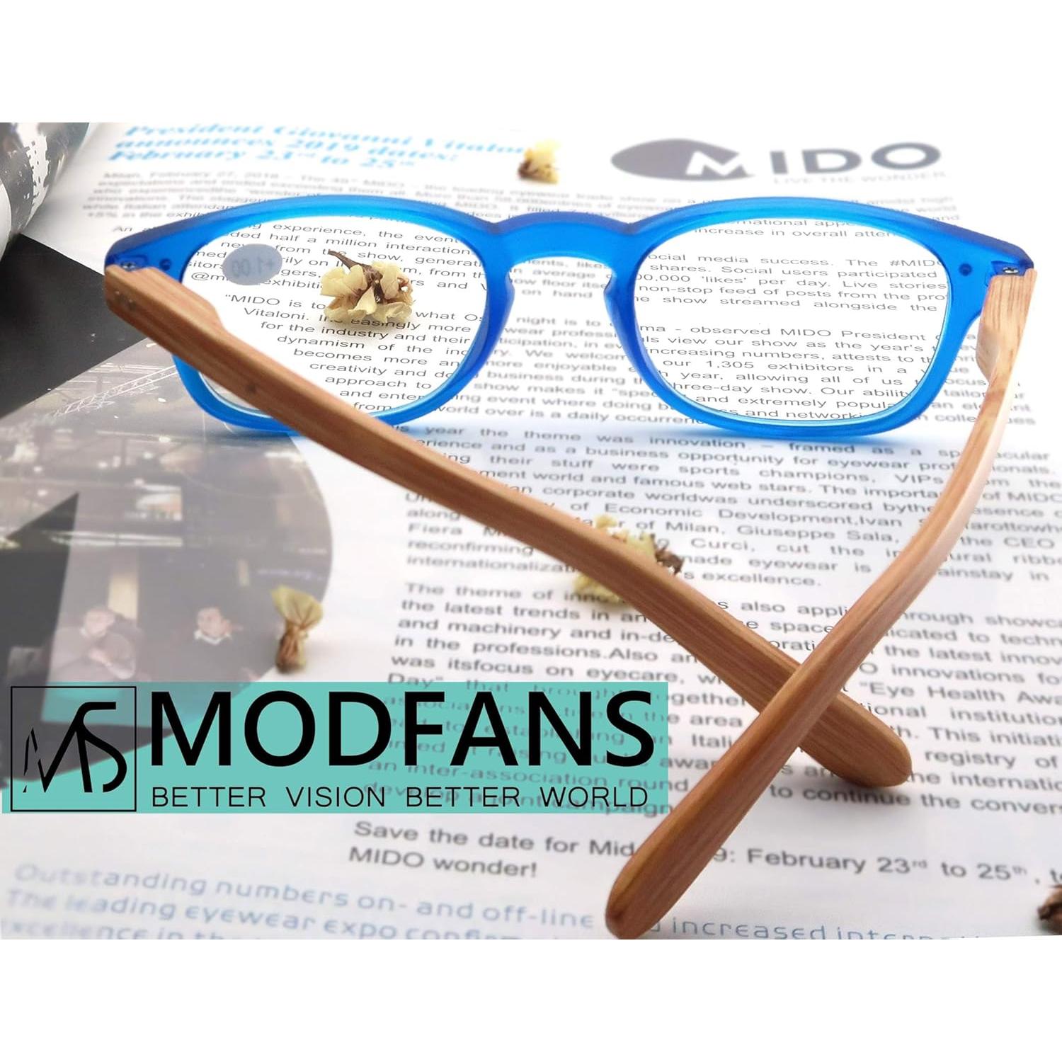 Gafas de Lectura MODFANS 4 Paquetes Estilo Madera 1.0x