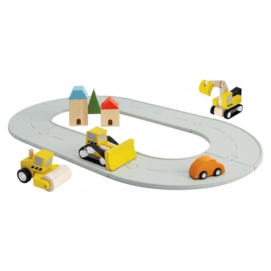 Set de Construcción de Carreteras PlanToys con Vehículos de Madera