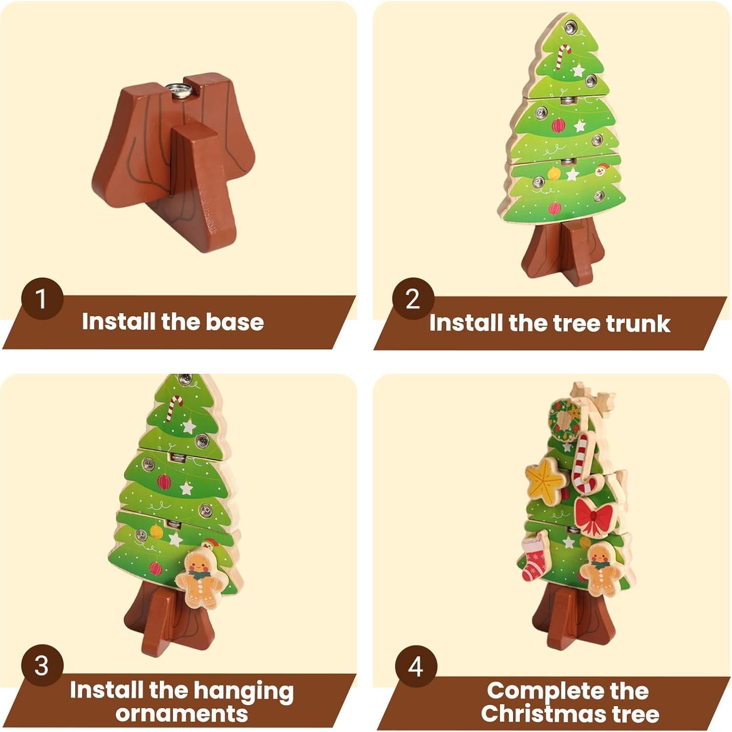 Conjunto de Juguetes de Madera HUZU: Vehículos de Emergencia y Árbol de Navidad