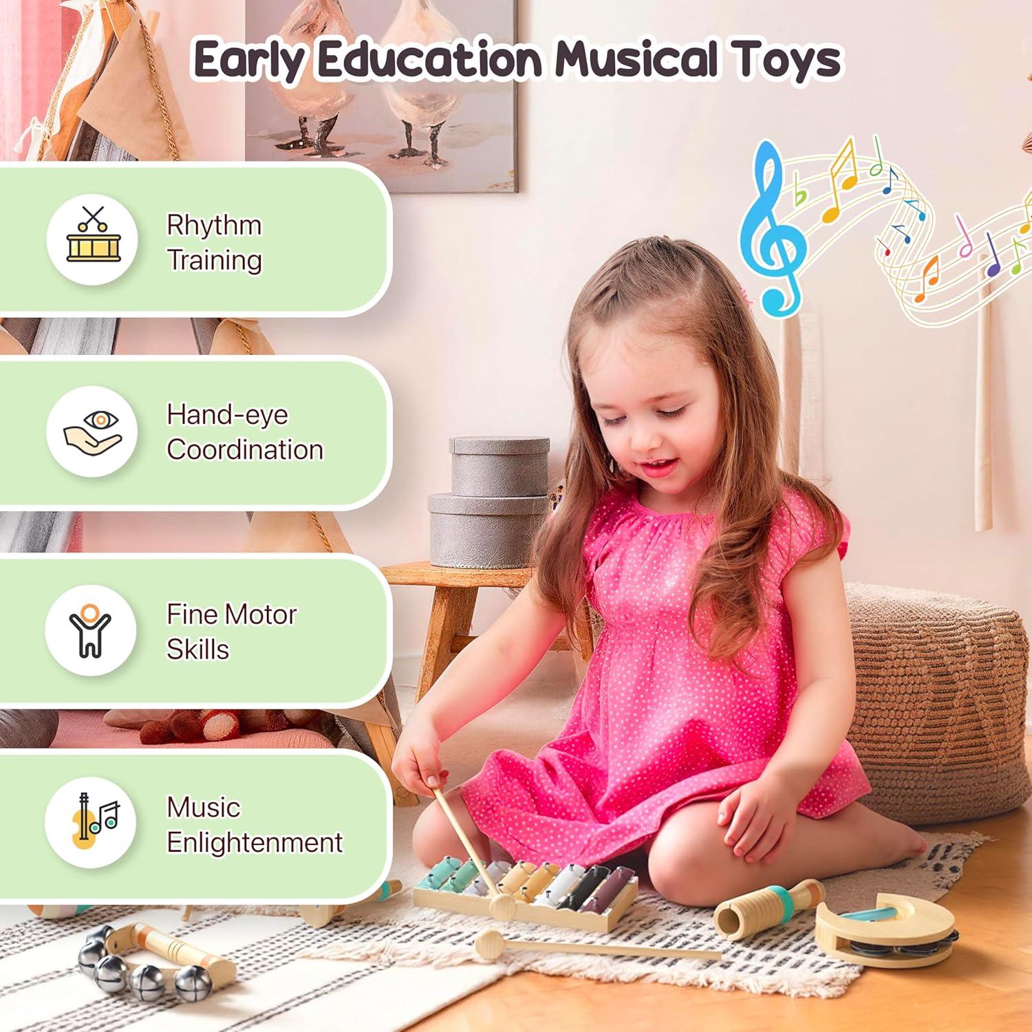 Conjunto de Instrumentos Musicales Montessori de Madera - 3 Años+