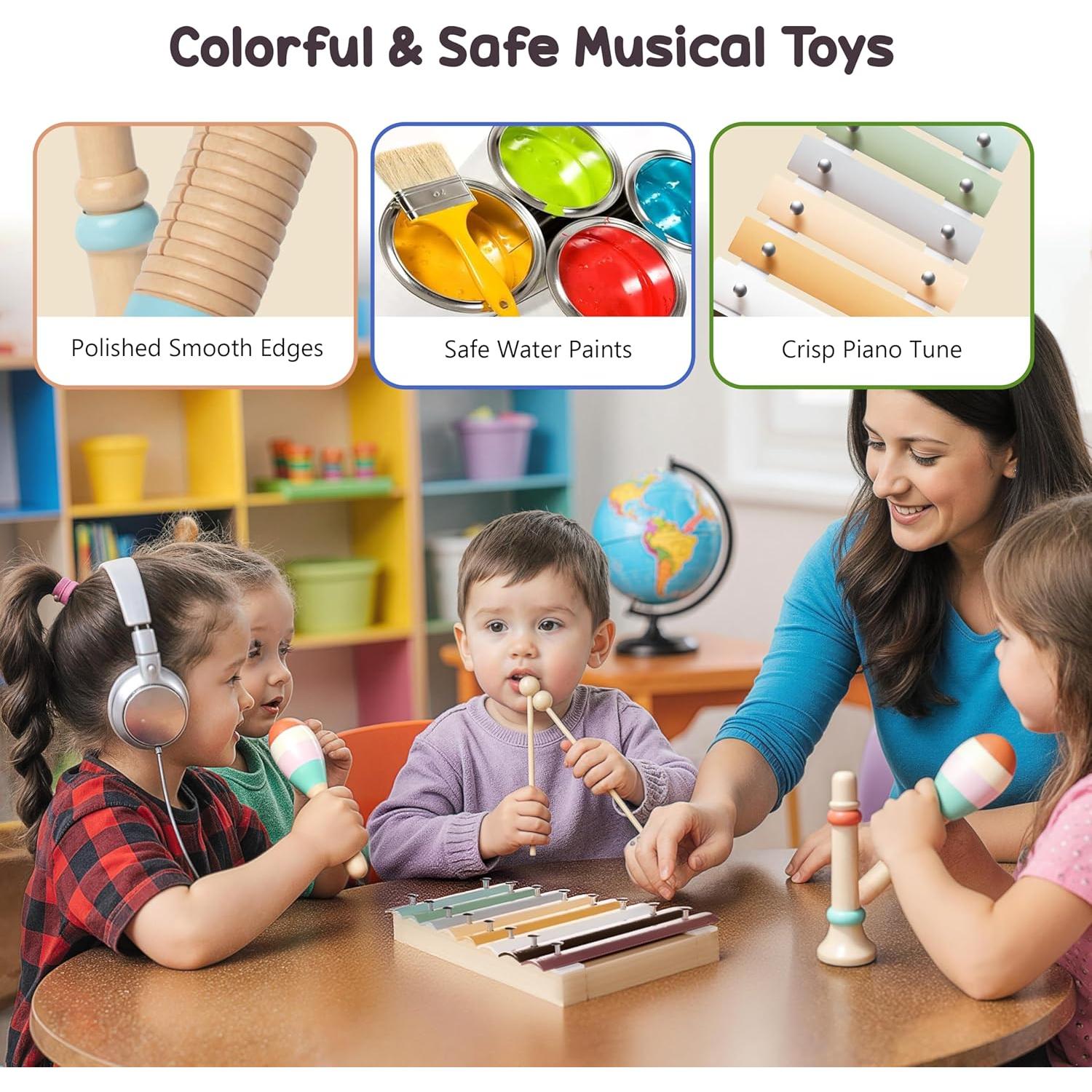 Conjunto de Instrumentos Musicales Montessori de Madera - 3 Años+