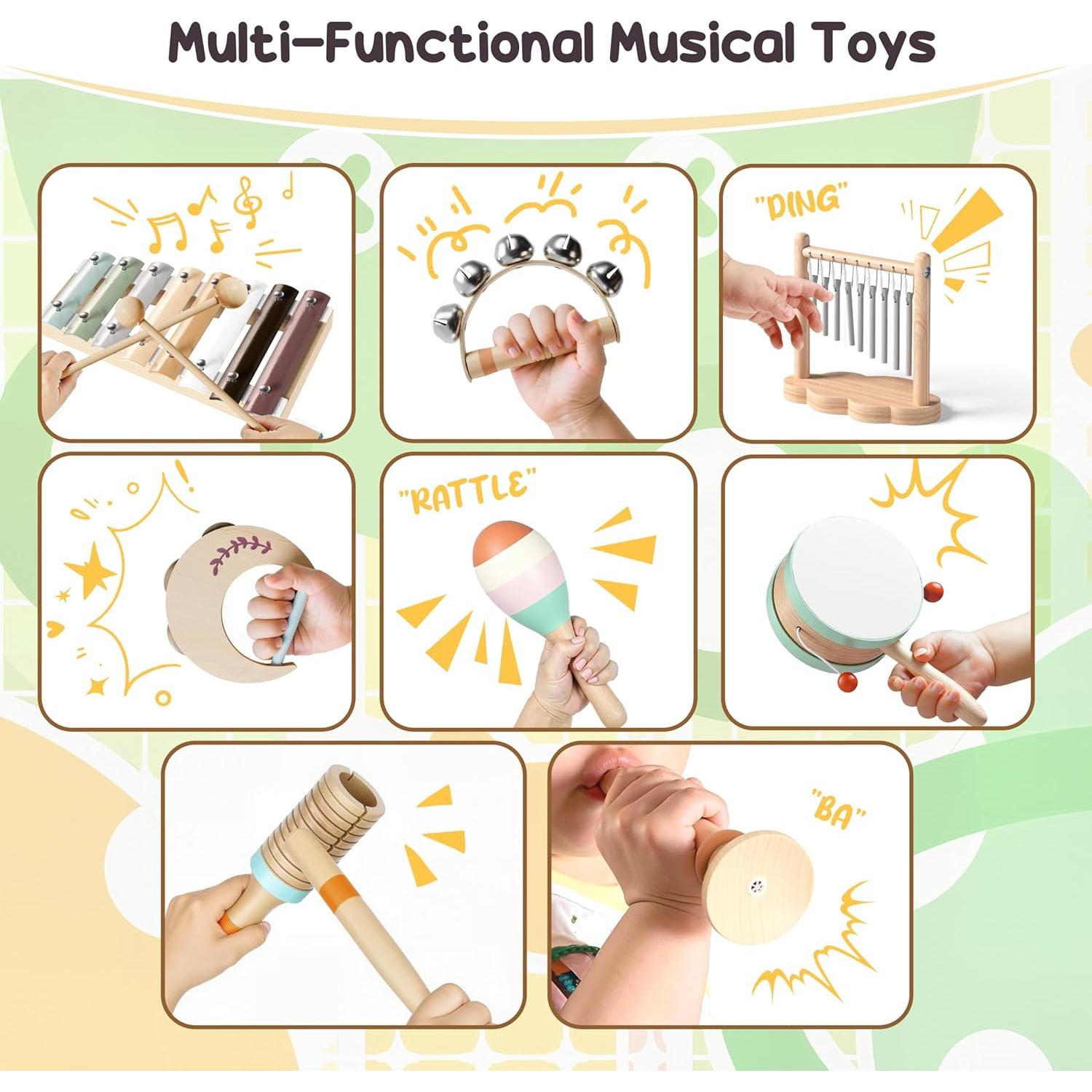Conjunto de Instrumentos Musicales Montessori de Madera - 3 Años+