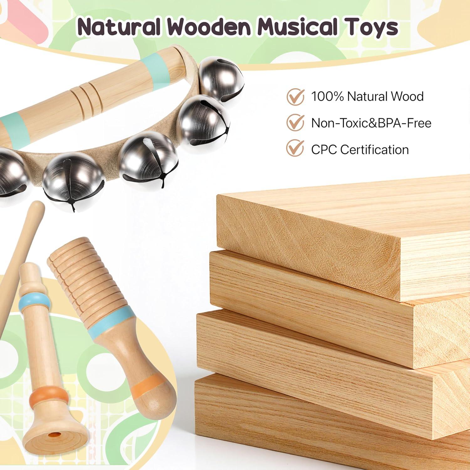 Conjunto de Instrumentos Musicales Montessori de Madera - 3 Años+