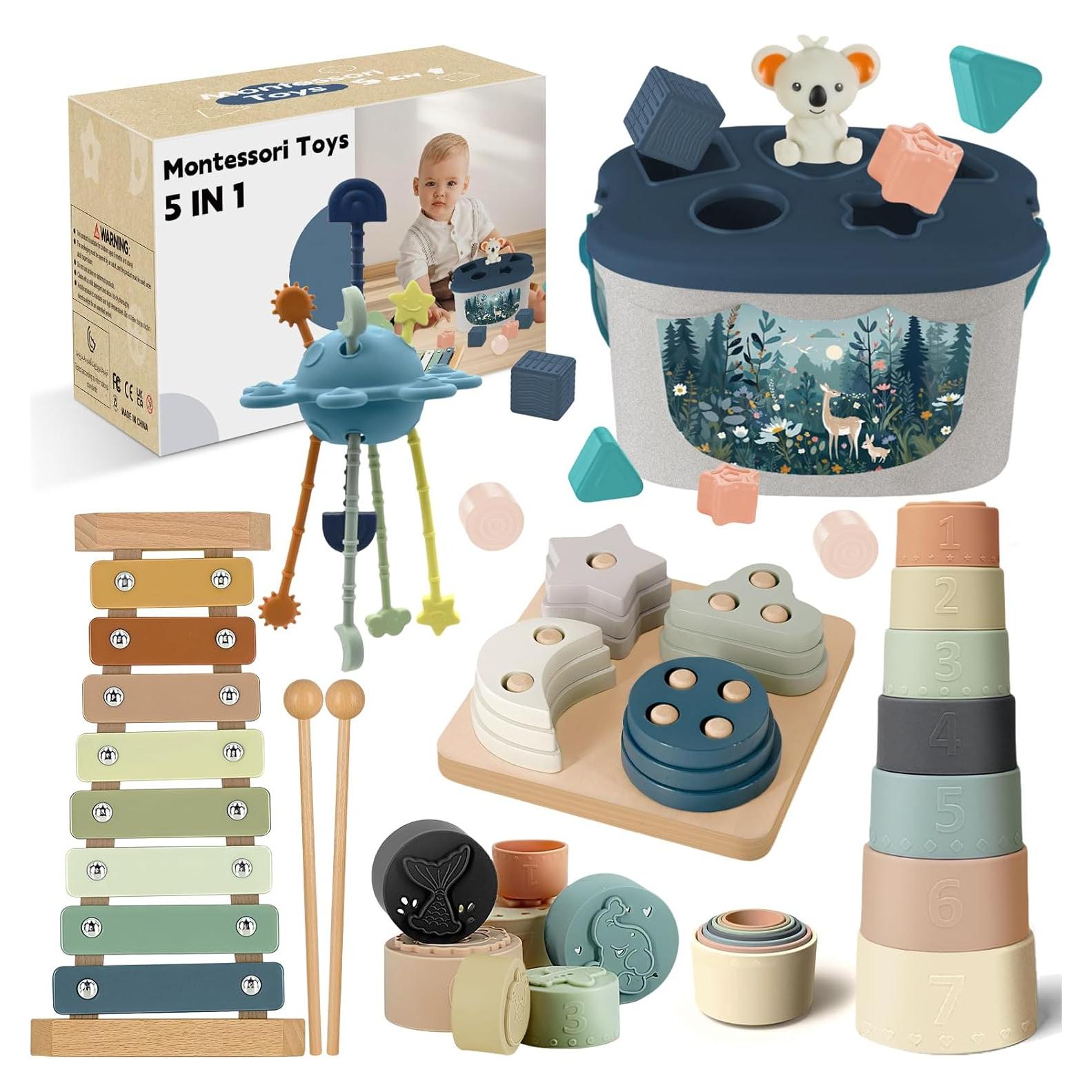 Set de Juguetes Montessori 5 en 1 Weeyin para Bebés 6+ Meses