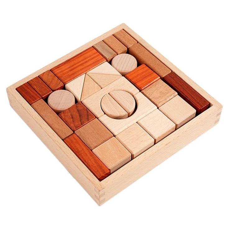 Juego de Bloques de Madera Natural 29 Piezas Montessori
