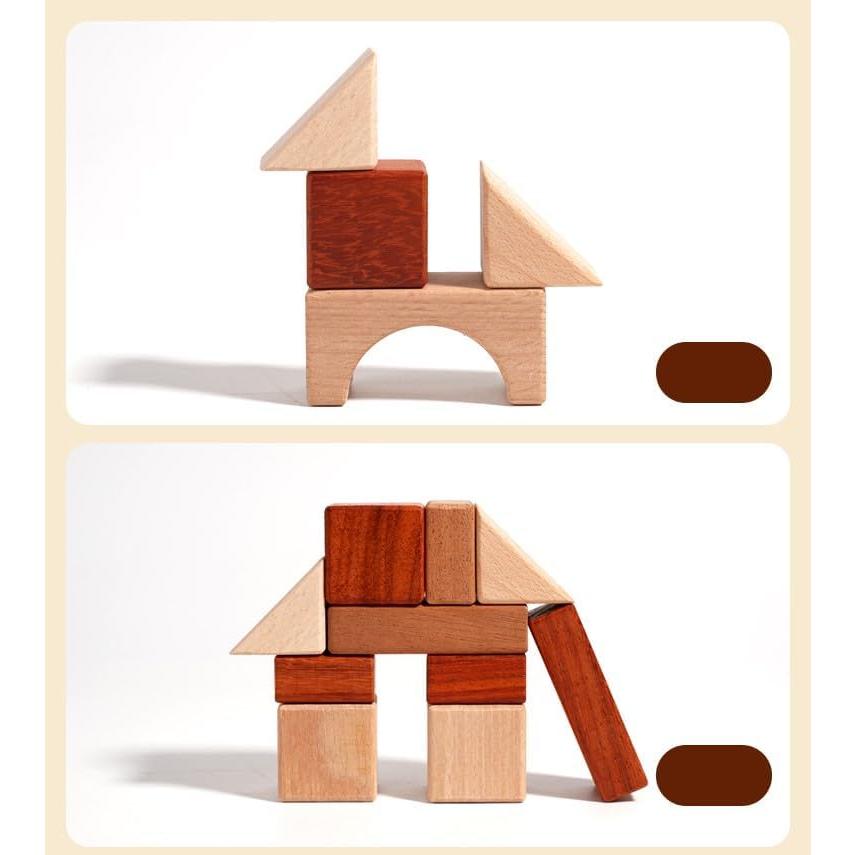 Juego de Bloques de Madera Natural 29 Piezas Montessori