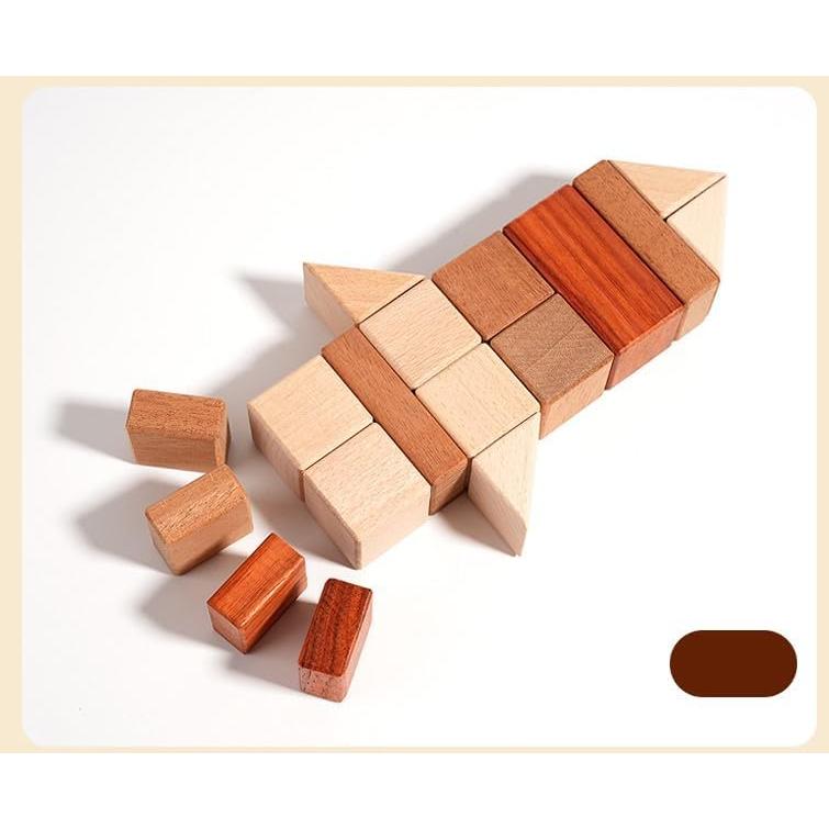 Juego de Bloques de Madera Natural 29 Piezas Montessori