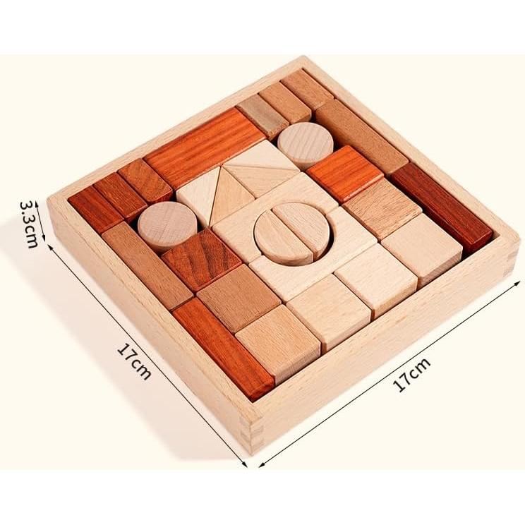 Juego de Bloques de Madera Natural 29 Piezas Montessori