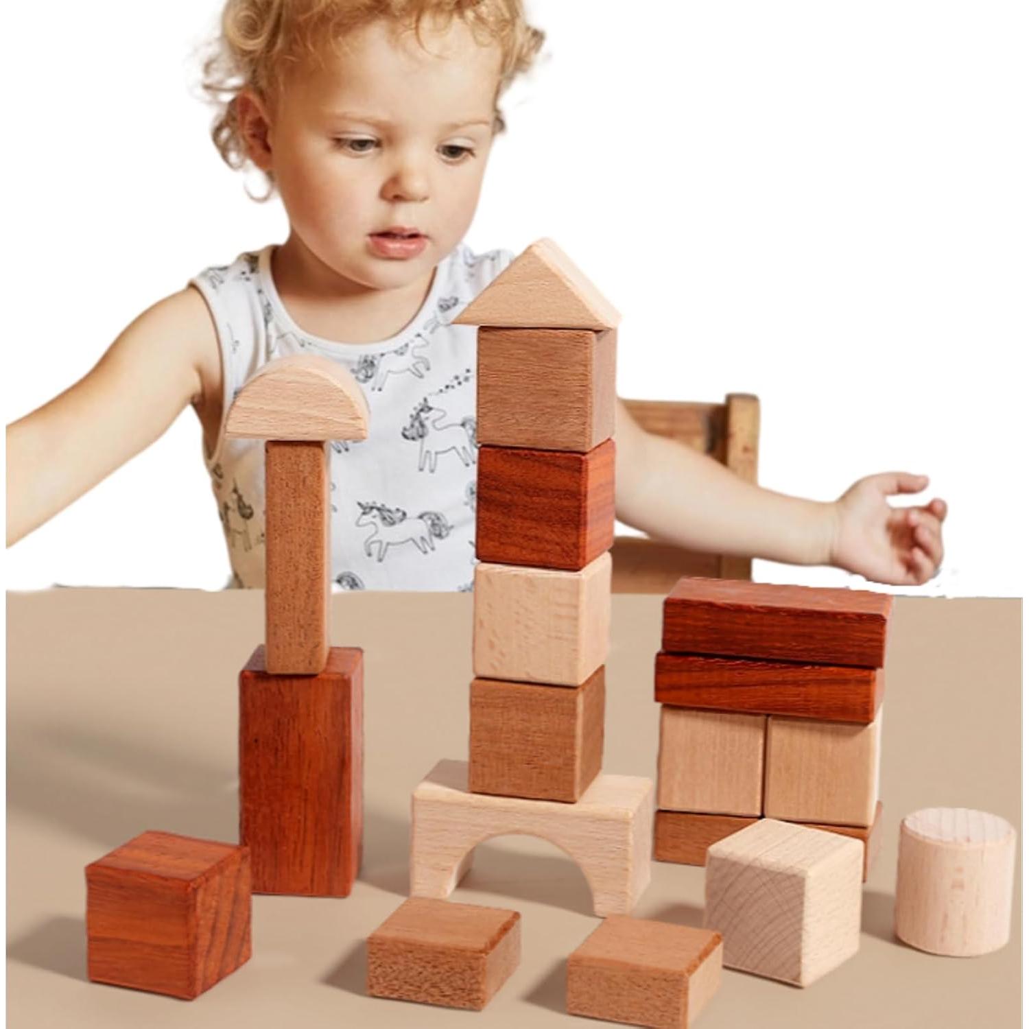 Juego de Bloques de Madera Natural 29 Piezas Montessori