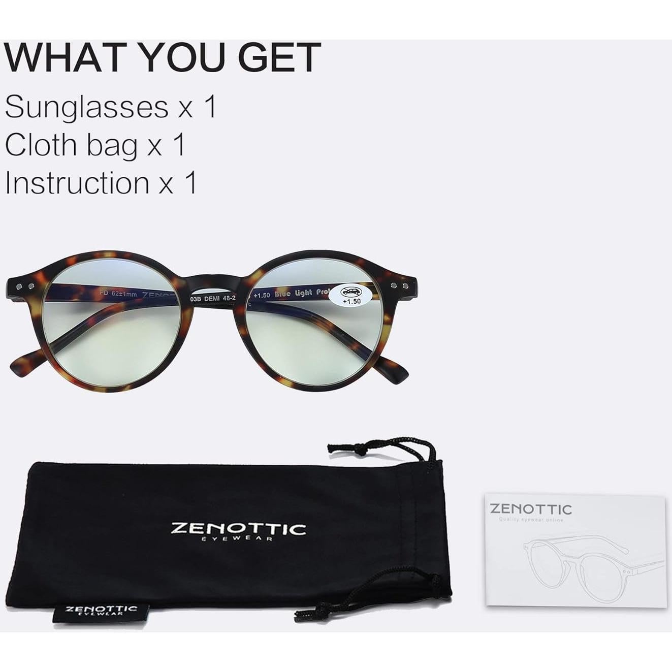 Gafas de lectura ZENOTTIC bloqueo luz azul unisex aumento 1.0x