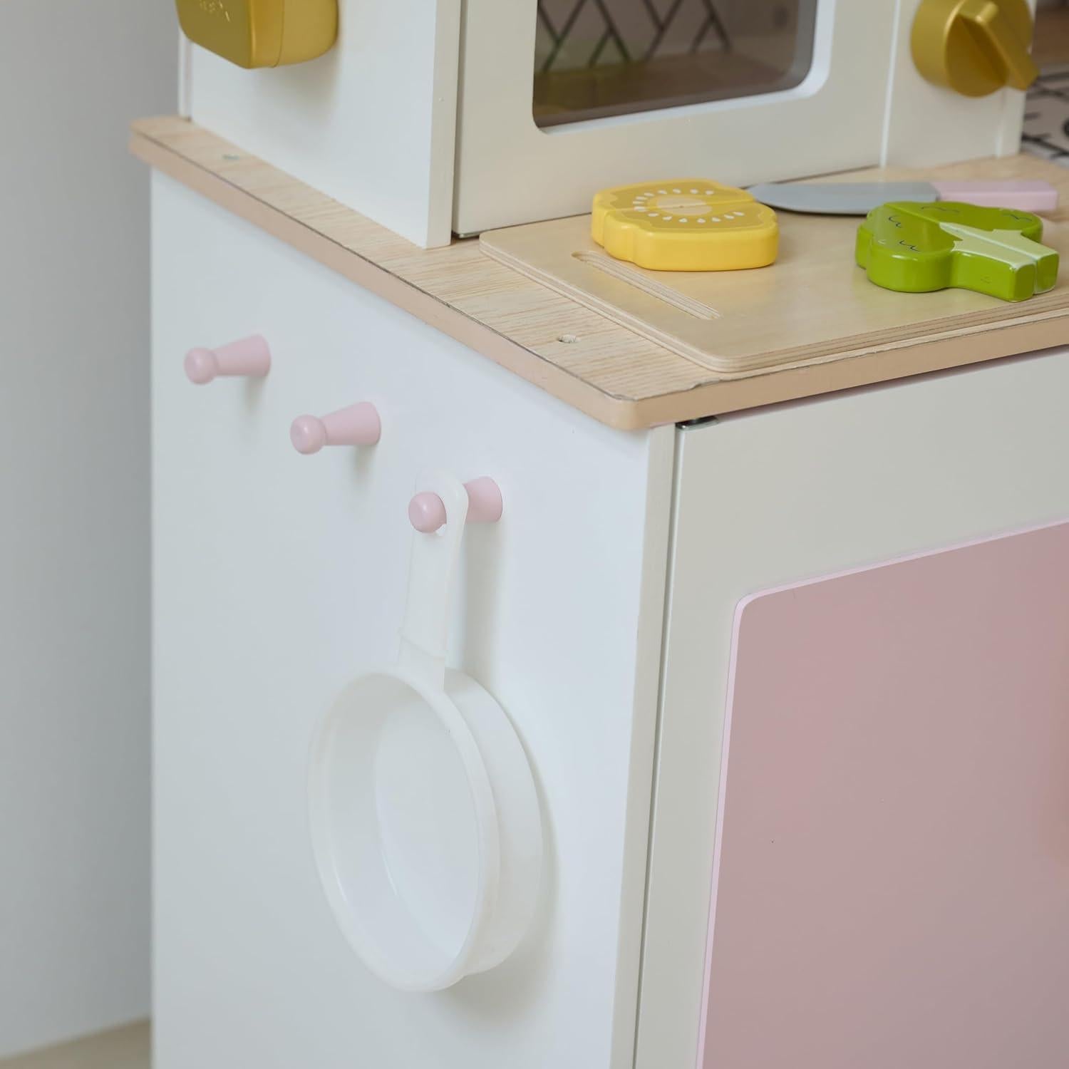 Cocina de Madera Teamson Kids Little Chef Hampton Rosa 17 Accesorios
